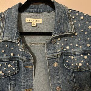 Pearl & Rhinestone Embellished Denim Jacket | AKA-Inspired Soror Chic